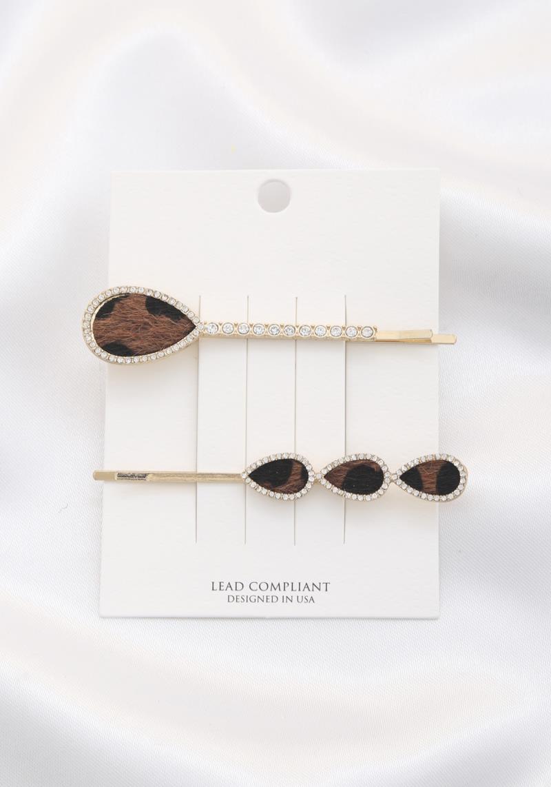 ZEBRA PATTERN TEARDRP HAIR PIN SET