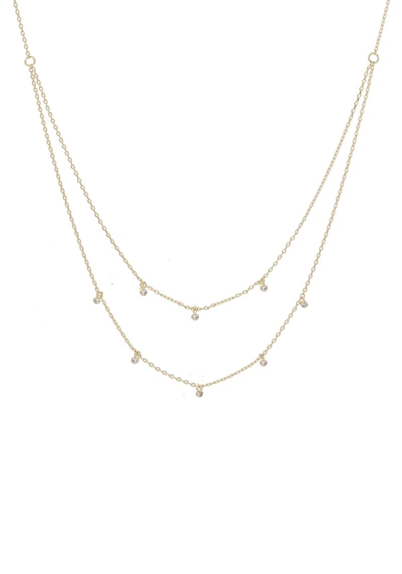DOUBLE LAYER CZ CHARM NECKLACE