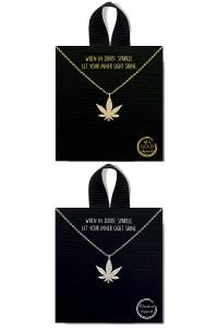 18K GOLD RHODIUM DIPPED LEAF PENDANT NECKLACE