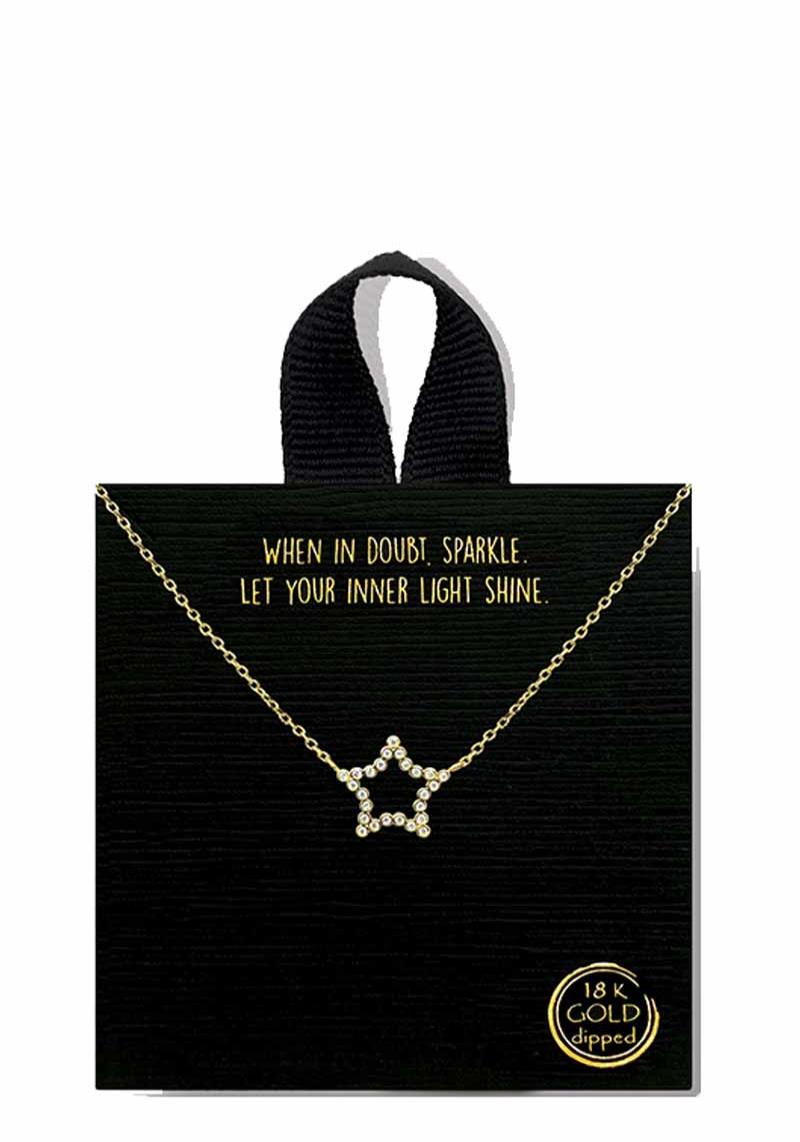 18K GOLD RHODIUM DIPPED STAR PENDANT NECKLACE