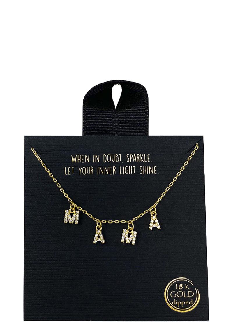 18K GOLD RHODIUM DIPPED MAMA LETTER DANGLE NECKLACE