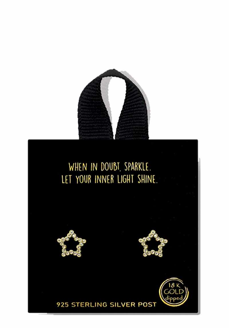 18K GOLD RHODIUM DIPPED STAR STUD EARRING
