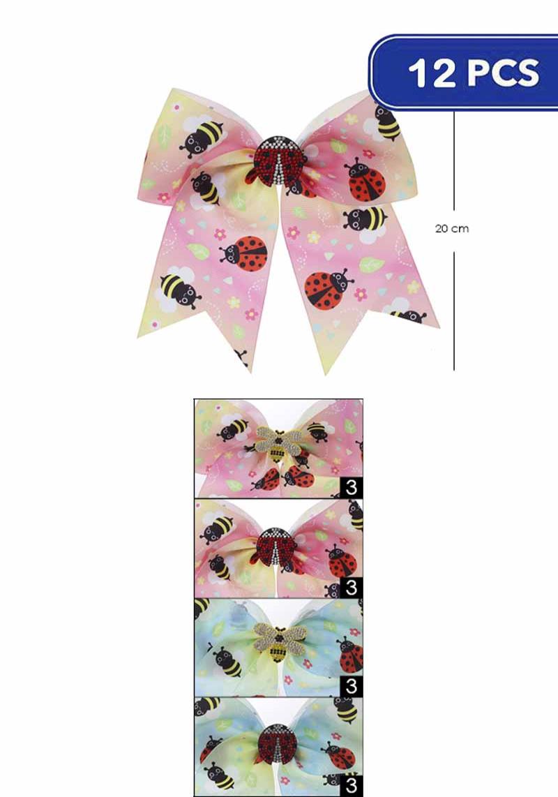 FASHION RIBBON HAIR BOW PIN (12 UNITS)