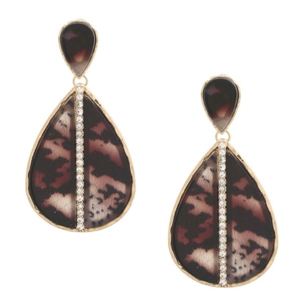 ANIMAL PRINT PATTERN TEARDROP SHAPE EARRING