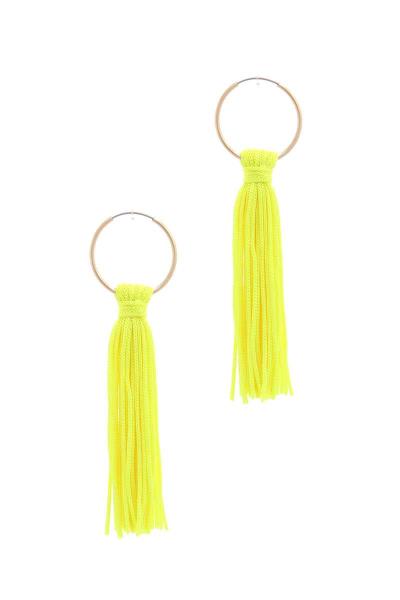 ENDLESS HOOP TASSEL DROP EARRING