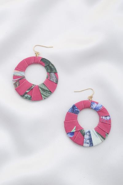 FABIRC WRAPPED ROUND EARRING