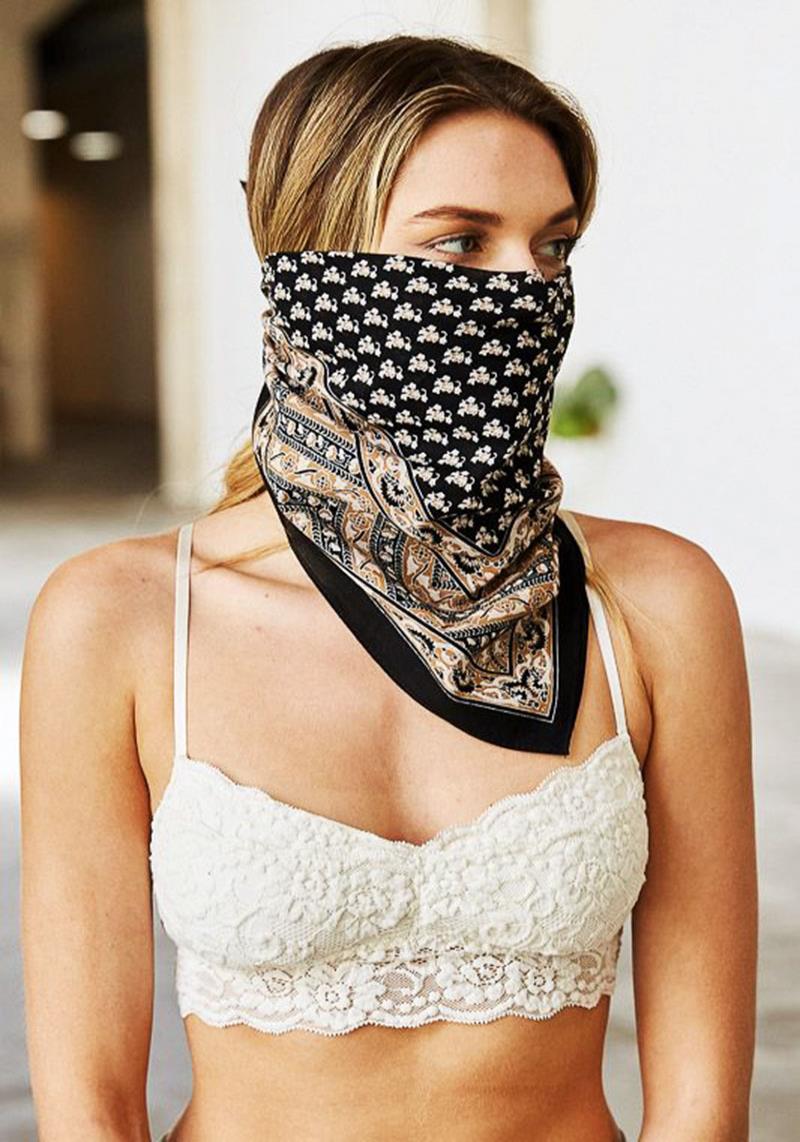 VINTAGE VINE BANDANA COTTON FACE MASK