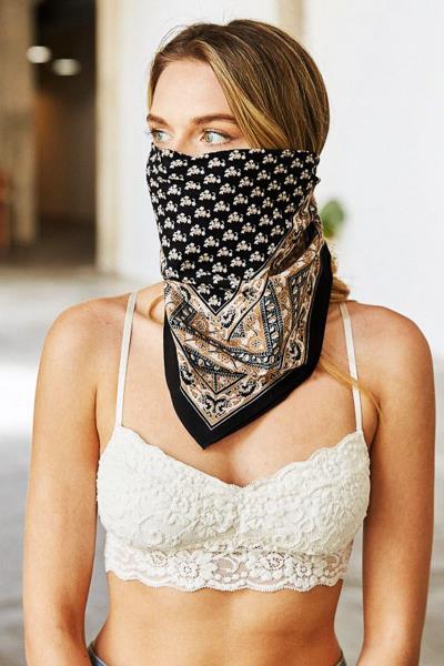 VINTAGE VINE BANDANA COTTON FACE MASK