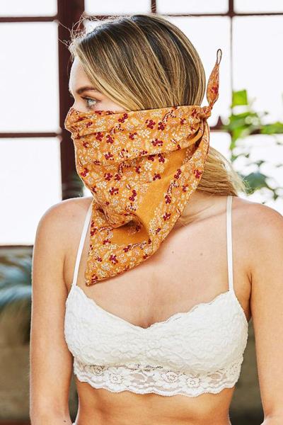 FLORAL FOLIAGE BANDANA FACE MASK