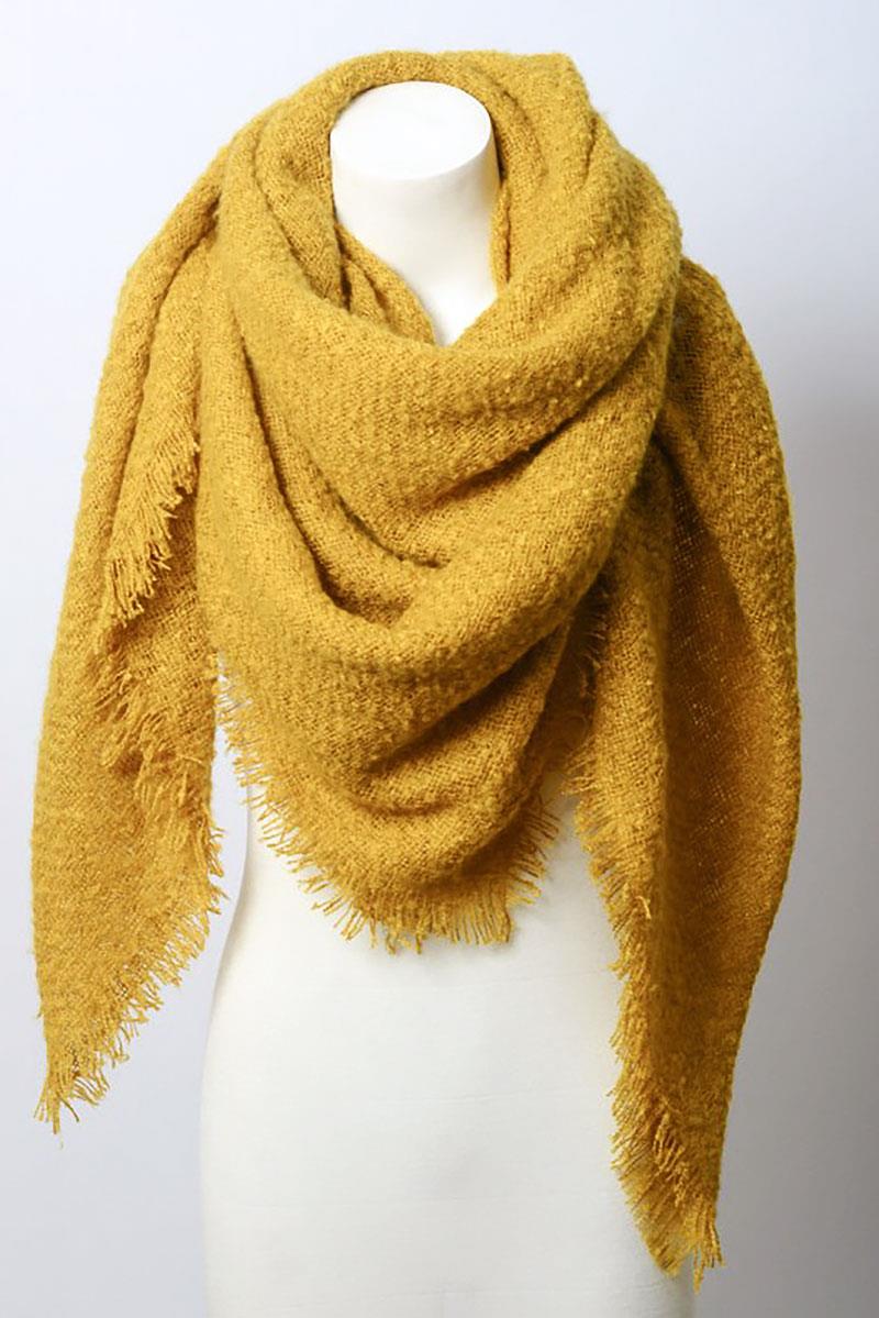 MOHAIR OPEN WORK SQUARE BLANKET SCARF