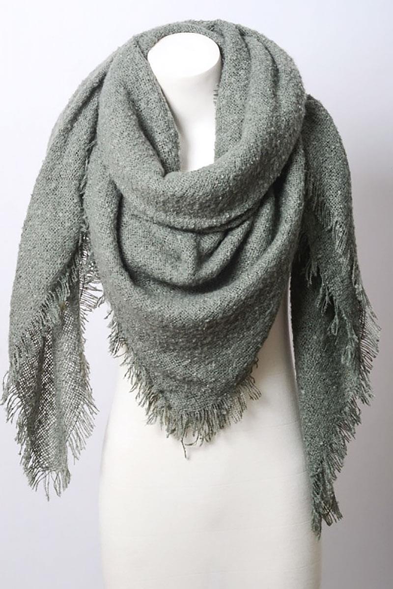 MOHAIR OPEN WORK SQUARE BLANKET SCARF