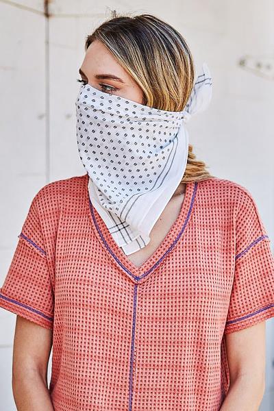 FLORAL DOT BANDANA COTON FACE MASK