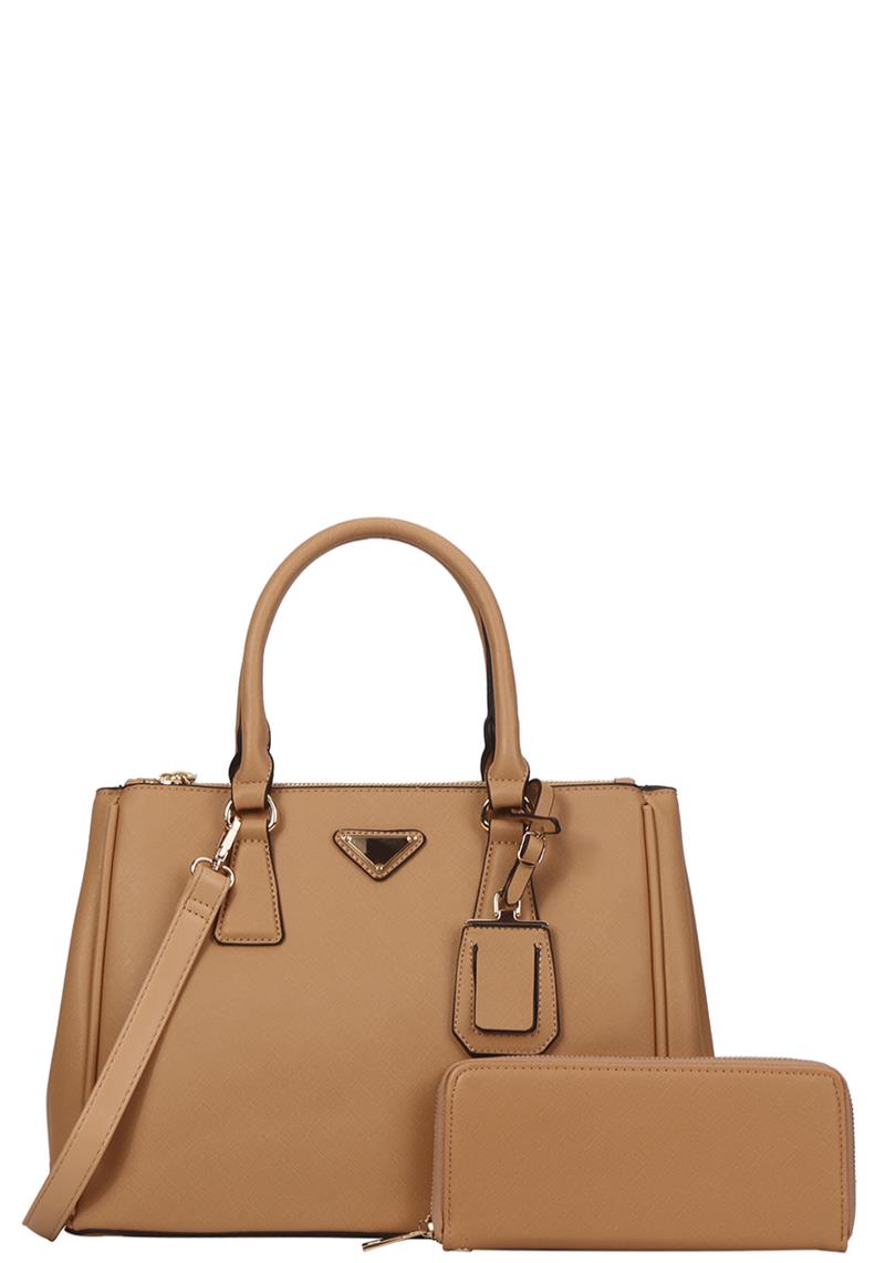 2IN1 FASHION PLAIN DESIGN TOTE BAG WITH WALLET SET