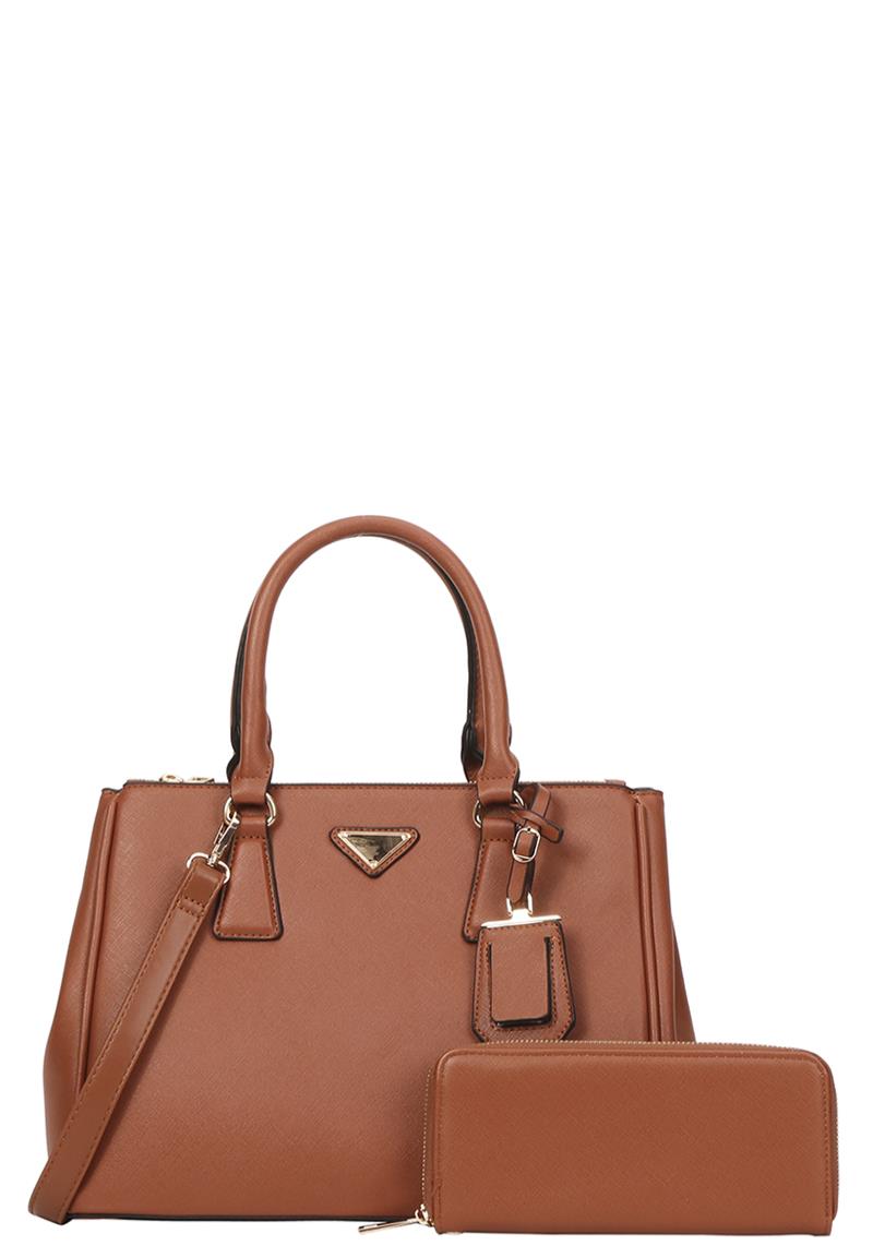 2IN1 FASHION PLAIN DESIGN TOTE BAG WITH WALLET SET