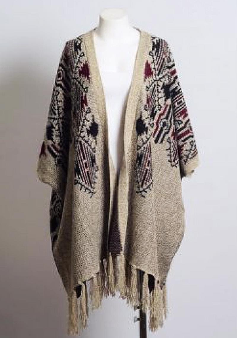 HEATHER ARGYLE KNIT RUANA