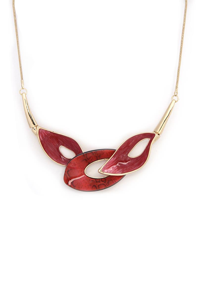 ABRSTACT METAL POINTED OVAL NECKLACE