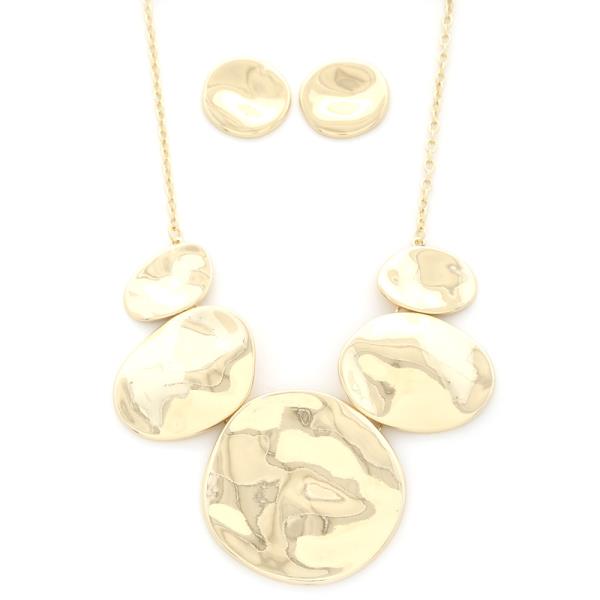 CHUNKY METAL STATEMENT NECKLACE EARRING SET