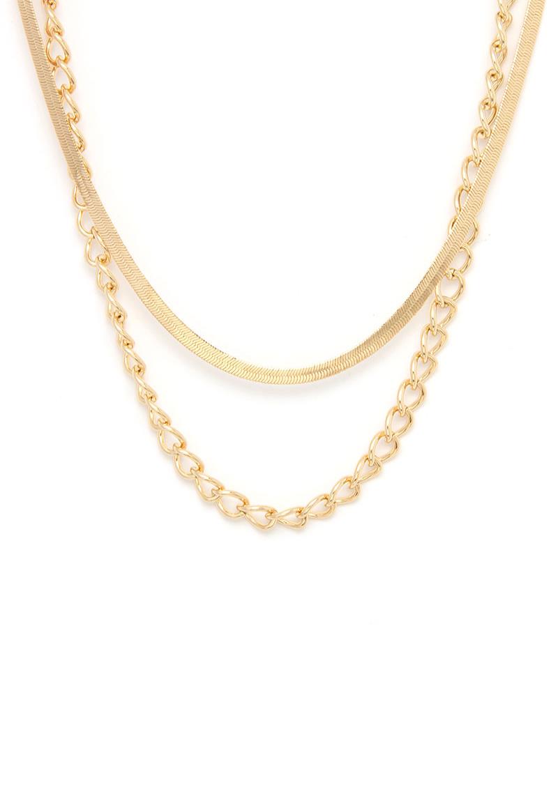 SODAJO 2 LAYERED METAL PURE CHAIN NECKLACE SET