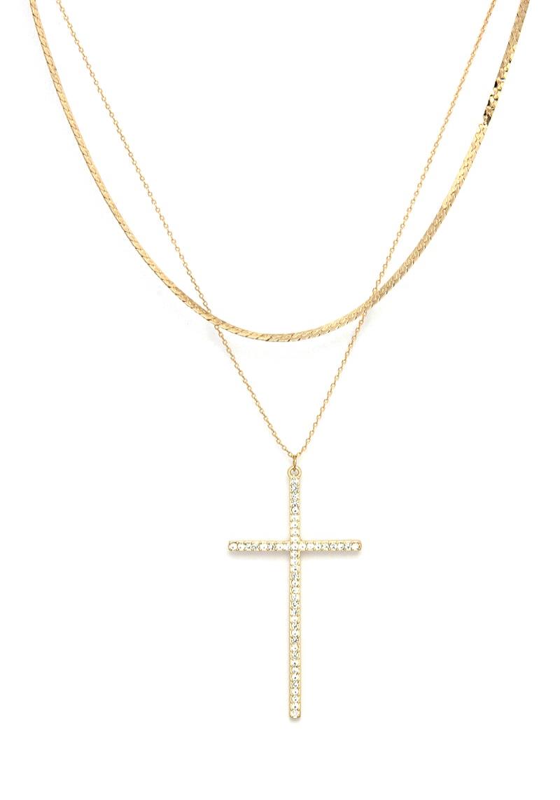 SODAJO RHINESTONE CROSS LAYER NECKLACE