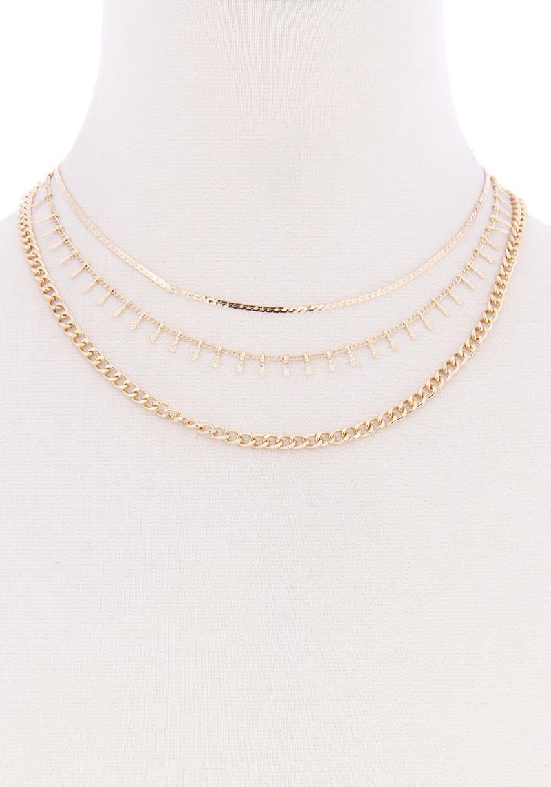 SODAJO 3 LAYERED SIMPLE METAL CHAIN NECKLACE