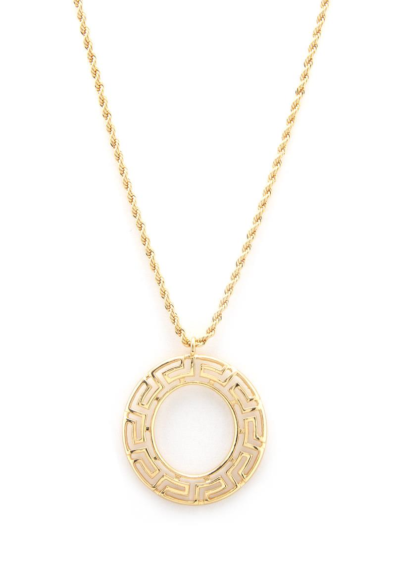 GREEK PATTERN METAL PENDANT NECKLACE