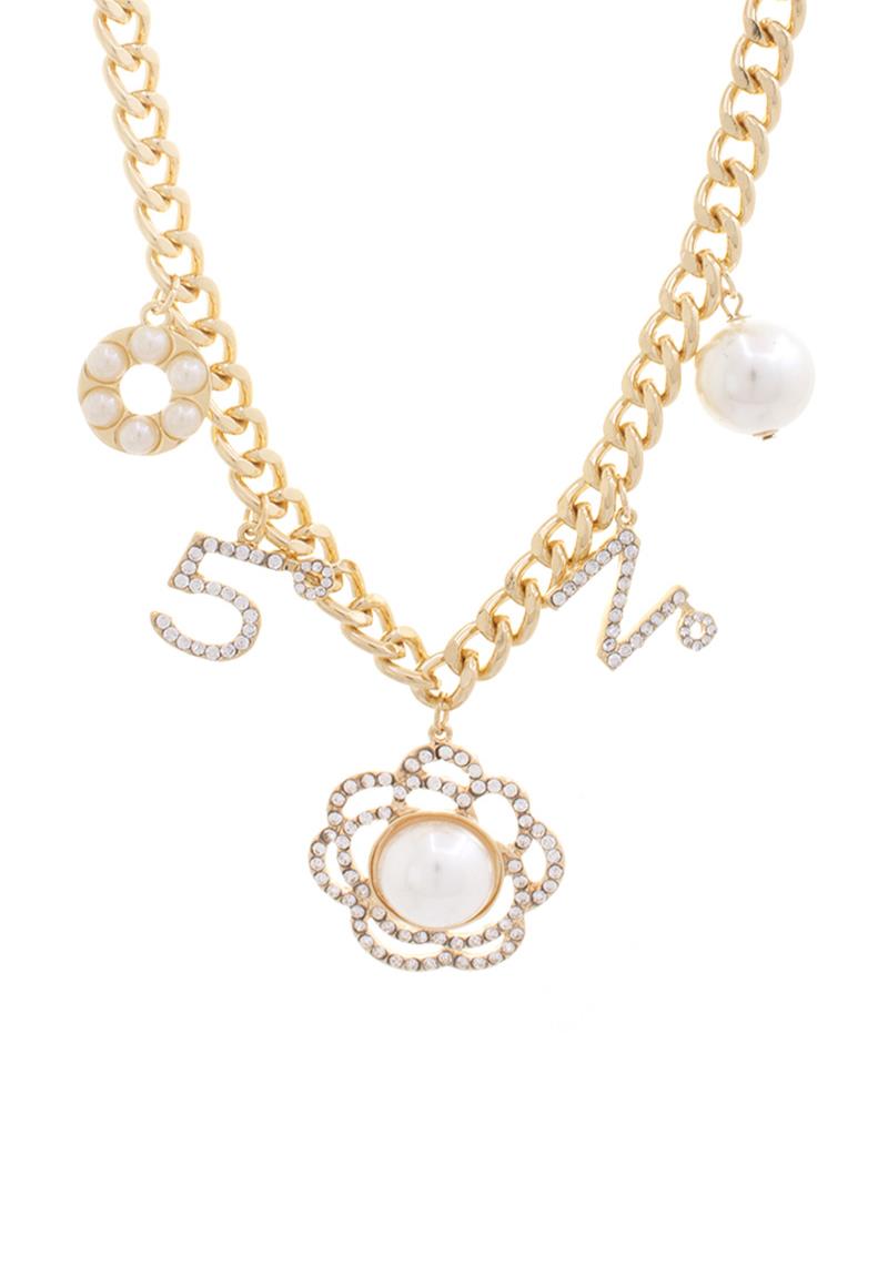 METAL CHUNKY METAL CHAIN WIDE CHARM NECKLACE