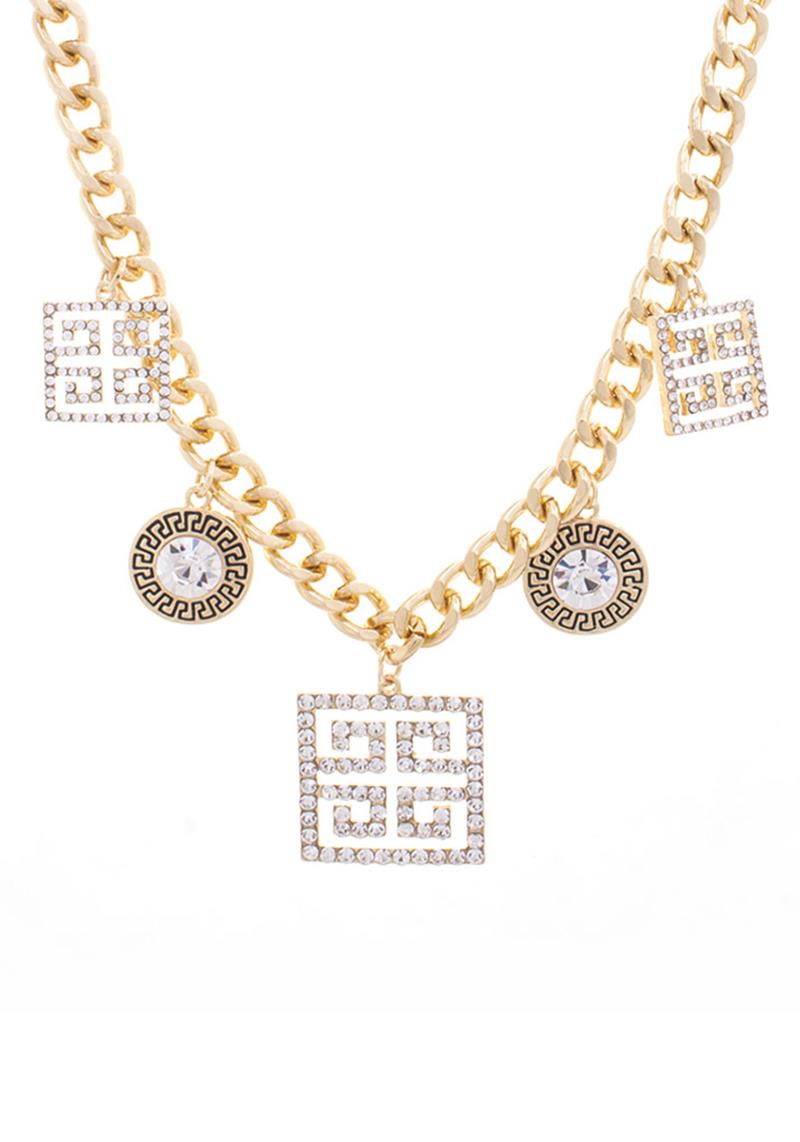 METAL CHUNKY METAL CHAIN WIDE CHARM NECKLACE