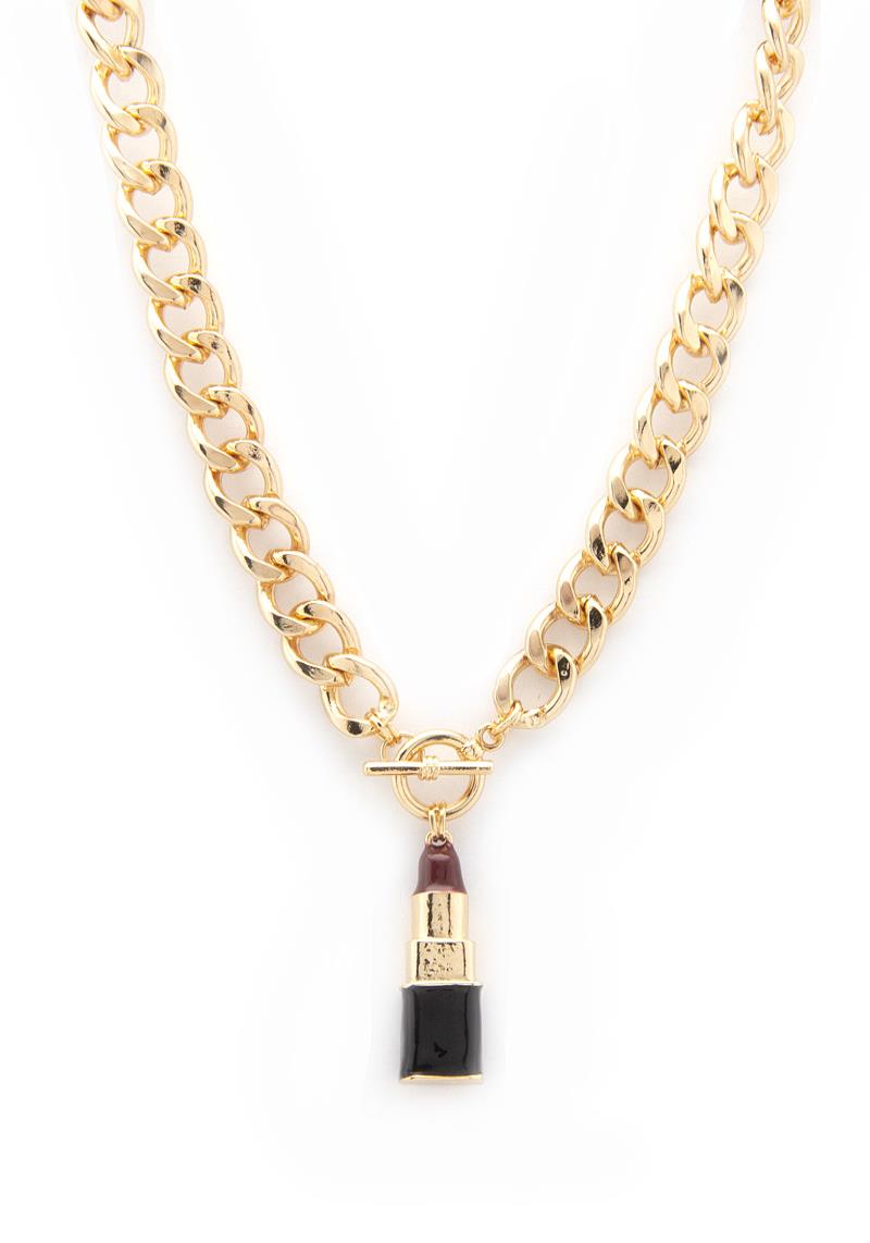 LIPSTICK TOGGLE CLASP CURB LINK NECKLACE