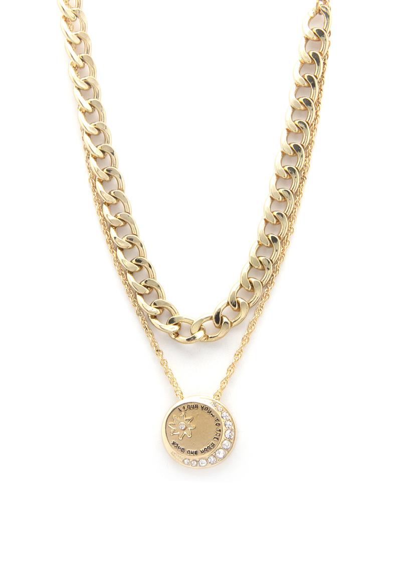 LOVE YOU TO THE MOON AND BACK COIN LAYERED NECKLACE