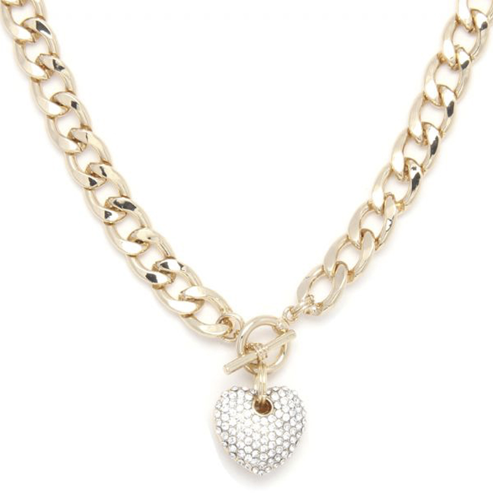 BASIC CHUNKY CHAIN WITH HEART PENDANT NECKLACE