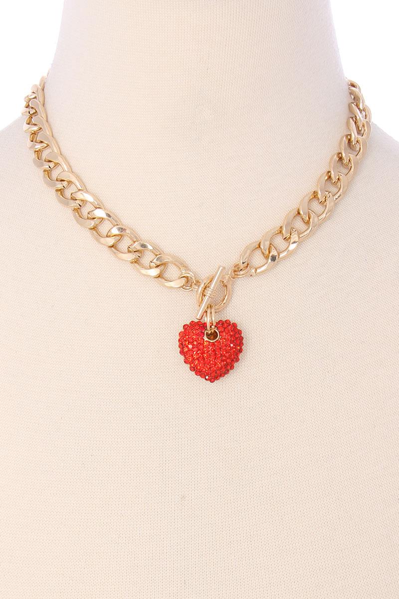 BASIC CHUNKY CHAIN WITH HEART PENDANT NECKLACE