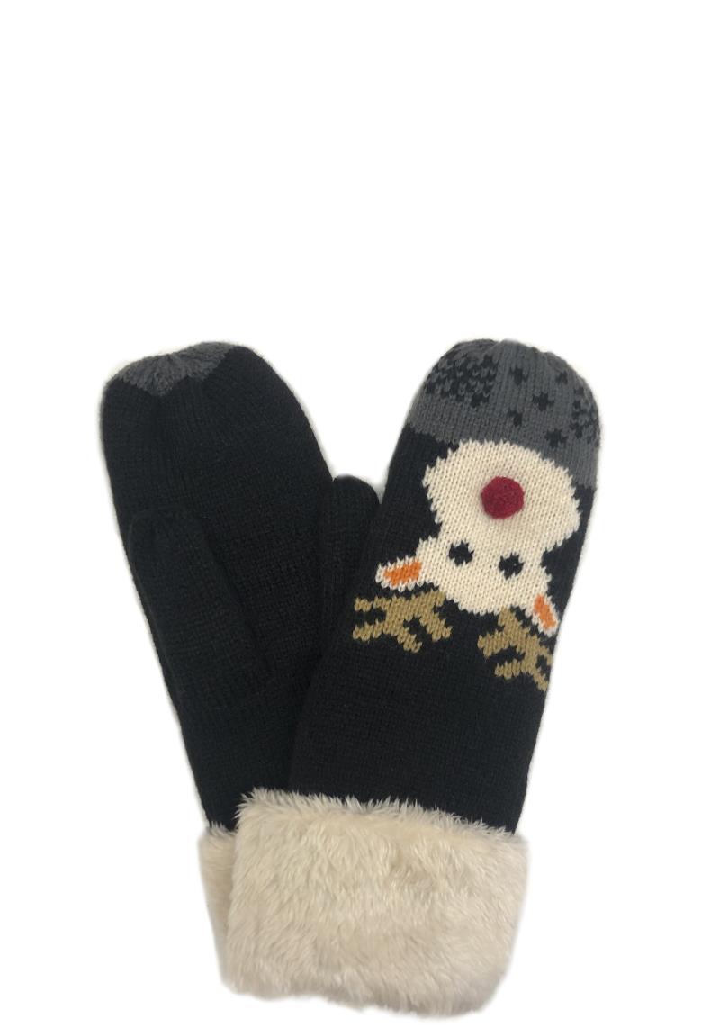 REINDEER MITTEN WITH FAUX FUR CUFF