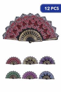 FASHION BUTTERFLY PATTERN FOLDING HAND FAN (12 UNITS)