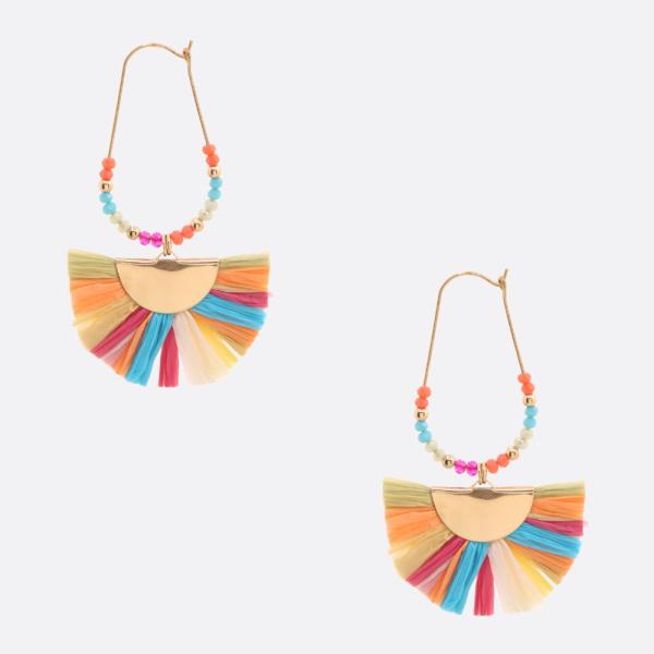 RAFFIA FAN DANGLE EARRING