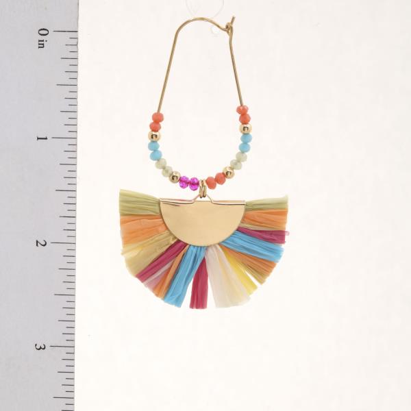 RAFFIA FAN DANGLE EARRING