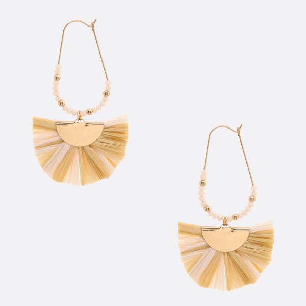 RAFFIA FAN DANGLE EARRING