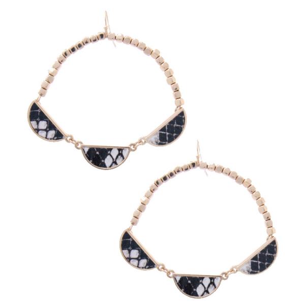 TRIPLE HALF CIRCLE ANIMAL PATTER DROP EARRING