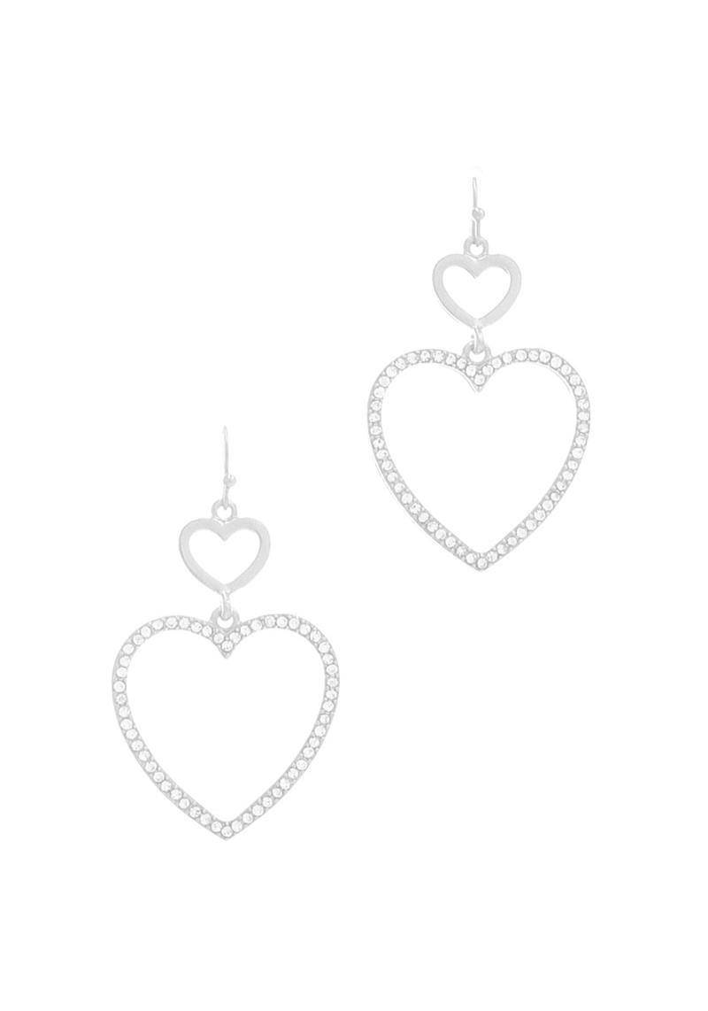 SODAJO CUTE CHIC DOUBLE HEART RHINESTONE LINK HOOK EARRING