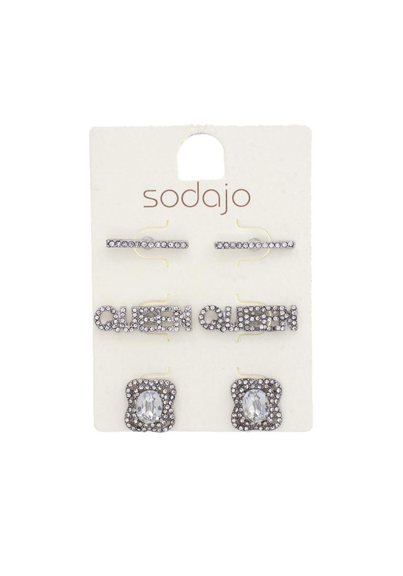 SODAJO QUEEN RHINESTONE ASSORTED EARRING SET