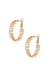 GREEK PATTERN METAL HOOP EARRING