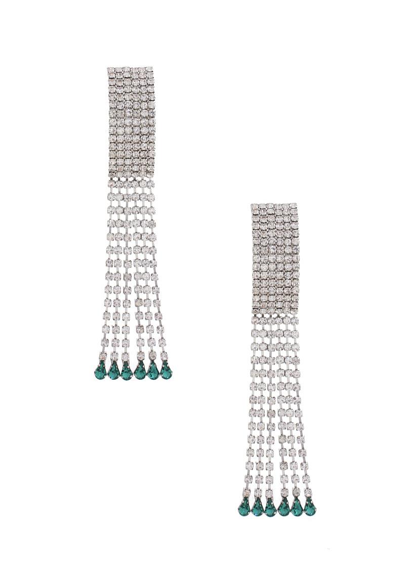 RHINESTONE BLOCK MULTI STRAND DANGLE EARRING