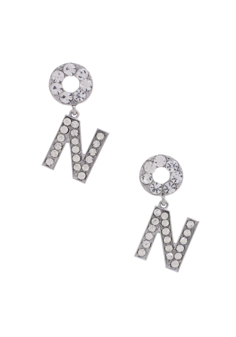 LETTER N RHINETSONE DANGLE EARRING