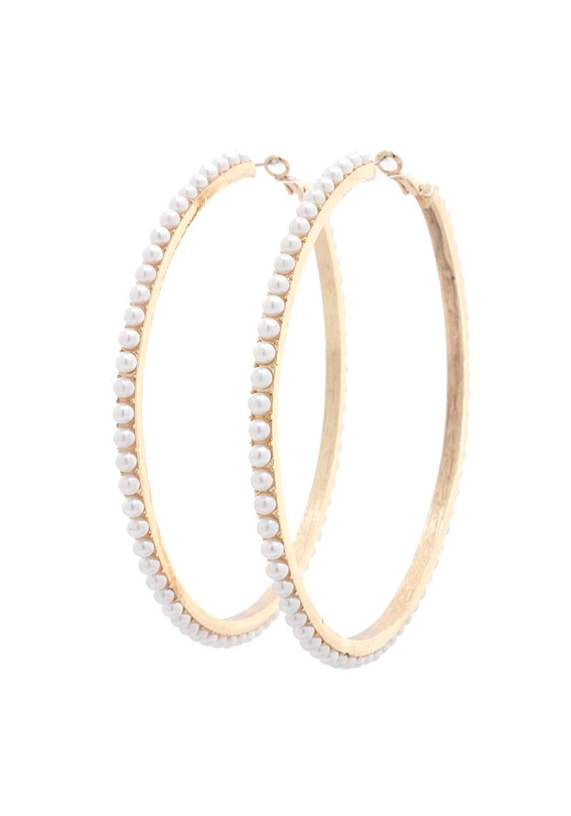 PEARL EDGE HOOP EARRING