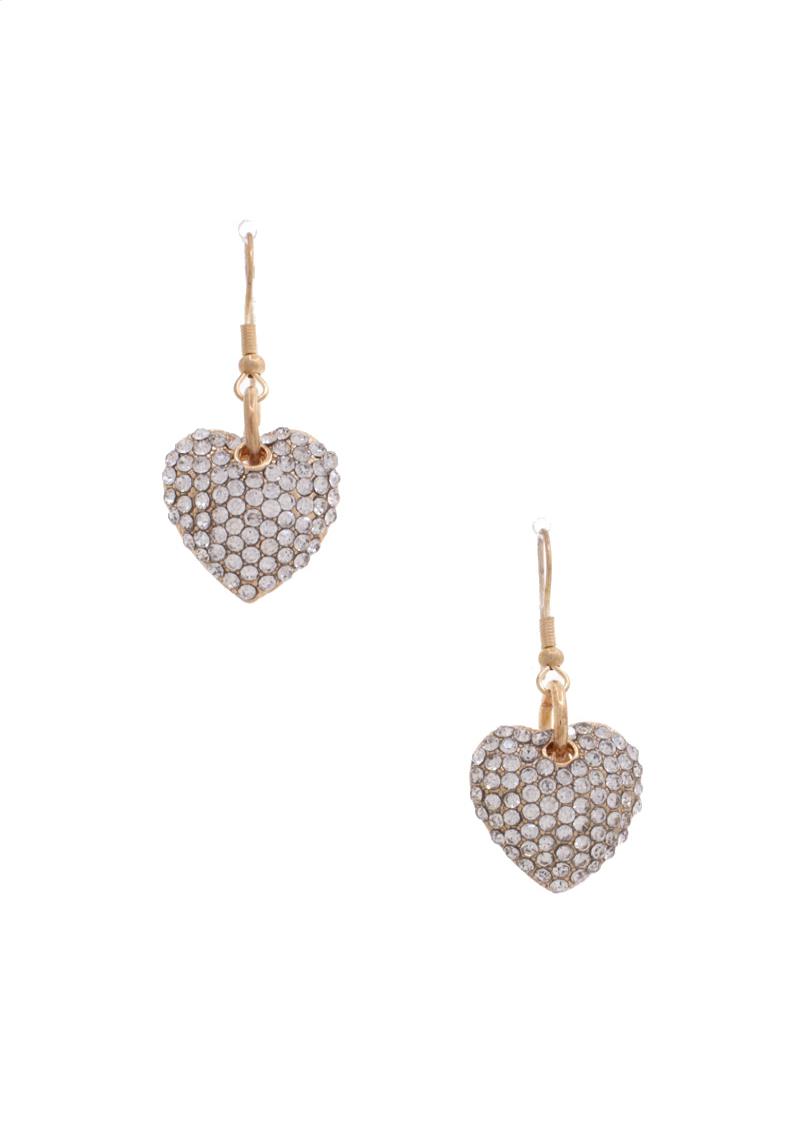 RHINESTONE HEART DANGLE EARRING