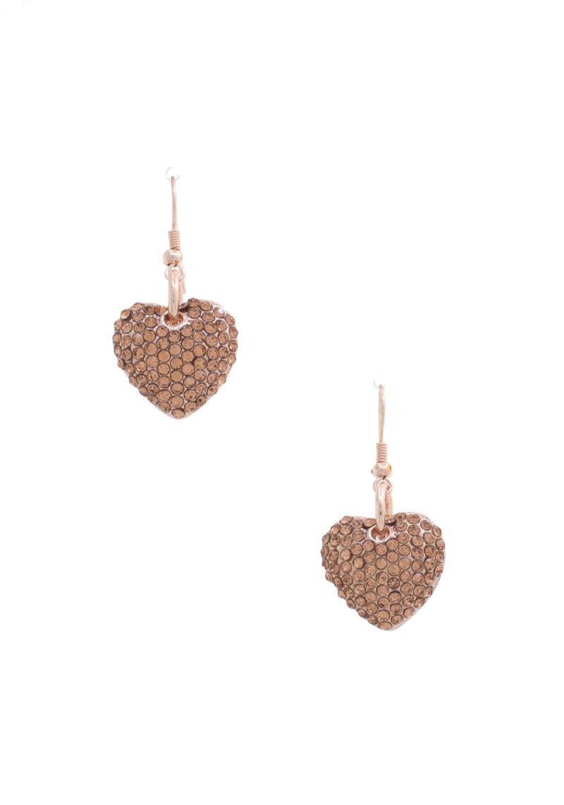 RHINESTONE HEART DANGLE EARRING