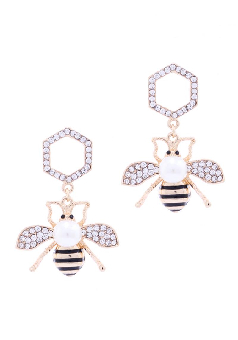 QUEEN BEE DANGLE METAL EARRING