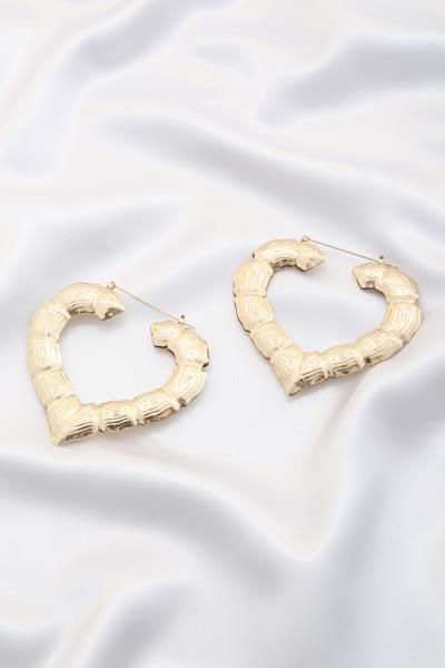 HEART BAMBOO METAL HOOP EARRING