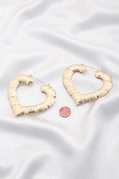 HEART BAMBOO METAL HOOP EARRING