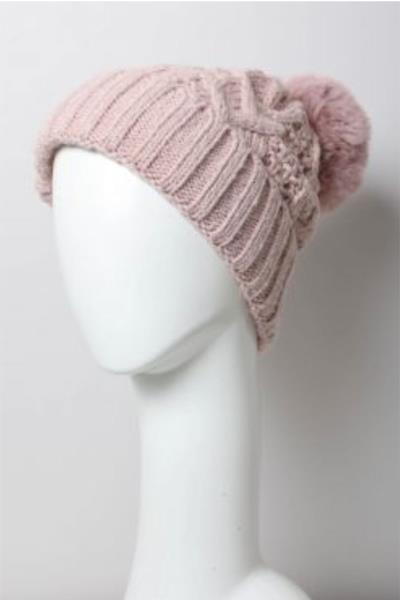 CABLE KNIT ROUND POM BEANIE