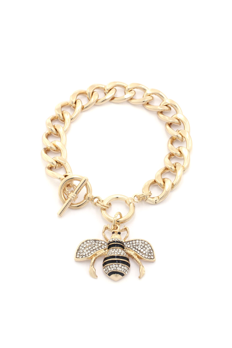METAL CHAIN WITH BEE TOGGLE CLASP BRACELET
